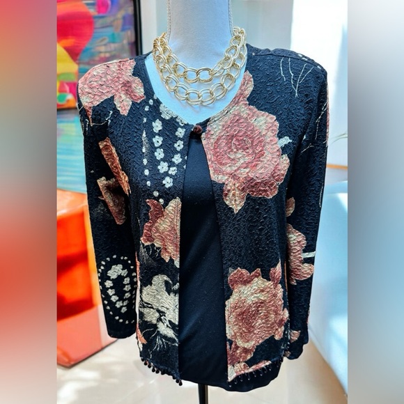 MSK Petite Medium leightweight jacket Floral design with embellishments - Picture 1 of 16